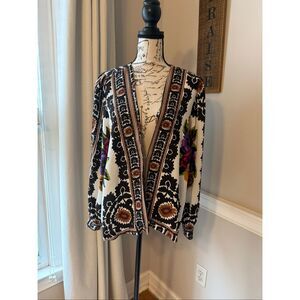 Rachel Zoe Women's Floral Boho Long Sleeve Cardigan Kimono Multicolor Large